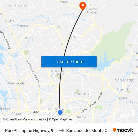 Pan-Philippine Highway, 978 to San Jose del Monte City map