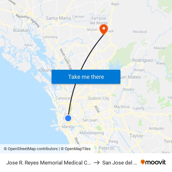 Jose R. Reyes Memorial Medical Center, Quiricada, Manila to San Jose del Monte City map