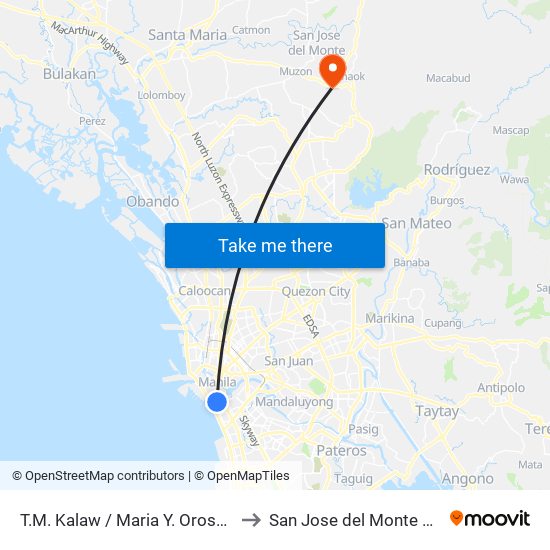 T.M. Kalaw / Maria Y. Orosa St to San Jose del Monte City map