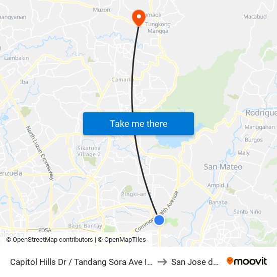 Capitol Hills Dr / Tandang Sora Ave Intersection, Quezon City, Manila to San Jose del Monte City map