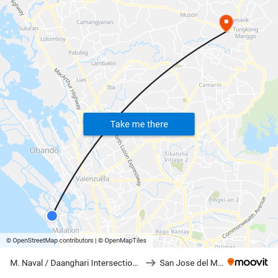 M. Naval / Daanghari Intersection, City Of Navotas to San Jose del Monte City map