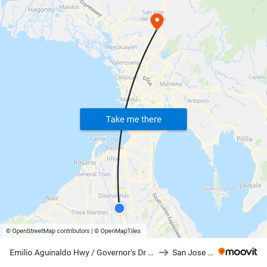 Emilio Aguinaldo Hwy / Governor's Dr Intersection , Lungsod Ng Dasmariñas, Manila to San Jose del Monte City map
