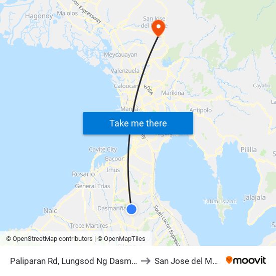Paliparan Rd, Lungsod Ng Dasmariñas, Manila to San Jose del Monte City map