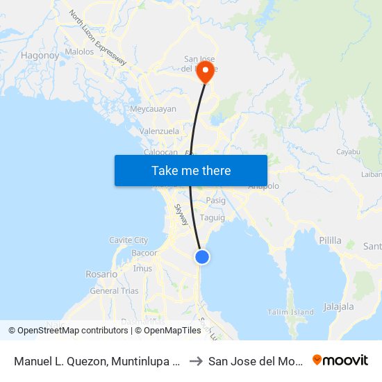 Manuel L. Quezon, Muntinlupa City, Manila to San Jose del Monte City map