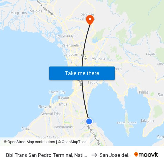 Bbl Trans San Pedro Terminal, National Hwy, San Pedro, Manila to San Jose del Monte City map