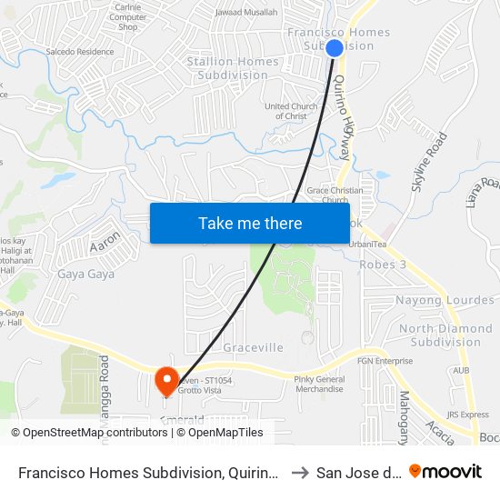 Francisco Homes Subdivision, Quirino Highway, City Of San Jose Del Monte to San Jose del Monte City map