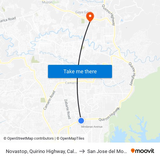 Novastop, Quirino Highway, Caloocan City to San Jose del Monte City map