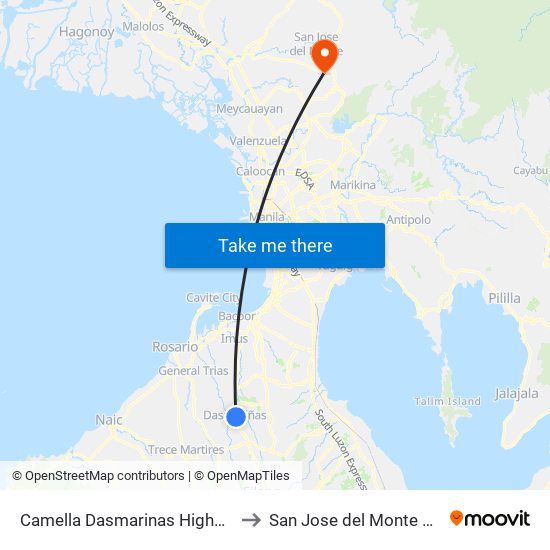 Camella Dasmarinas Highway to San Jose del Monte City map