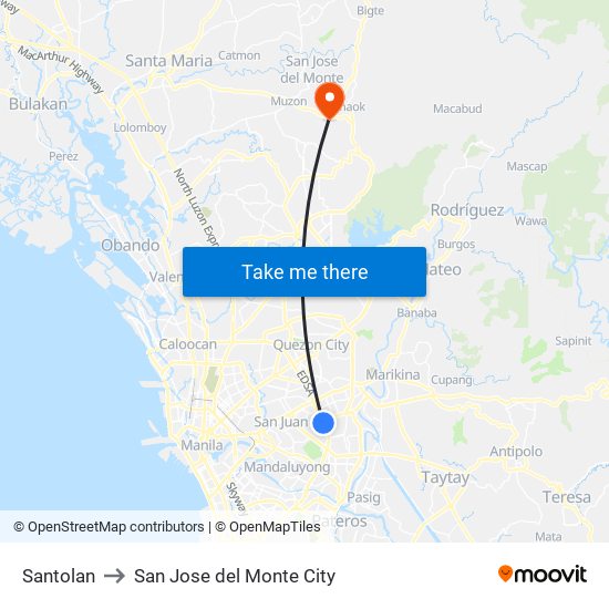 Santolan to San Jose del Monte City map