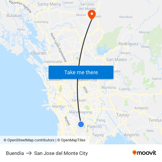 Buendia to San Jose del Monte City map