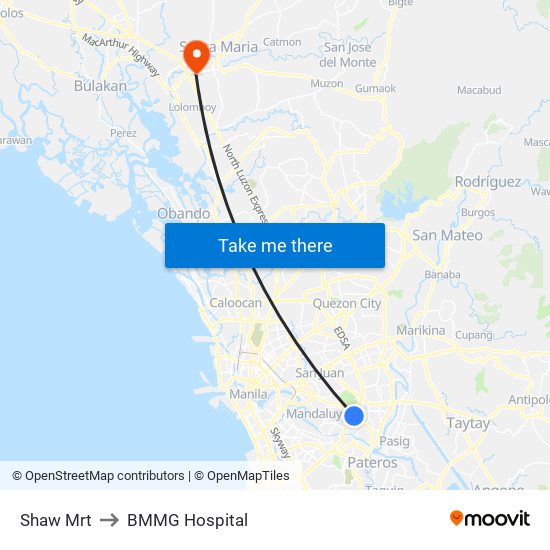 Shaw Mrt to BMMG Hospital map