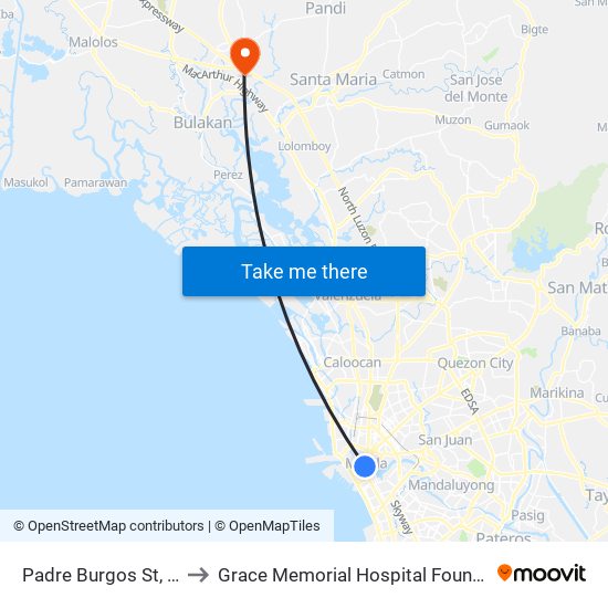 Padre Burgos St, Manila to Grace Memorial Hospital Foundation, Inc. map