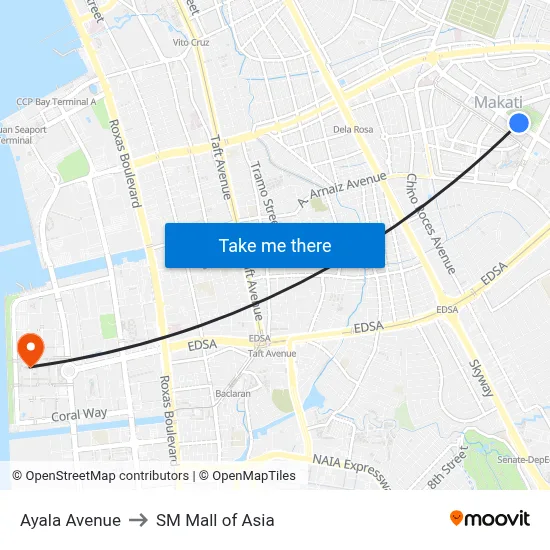 Ayala Avenue to SM Mall of Asia map