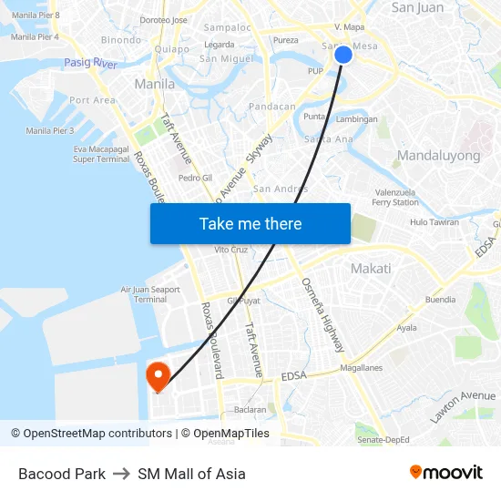 Bacood Park to SM Mall of Asia map