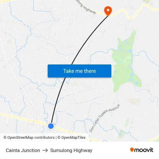 Cainta Junction to Sumulong Highway map