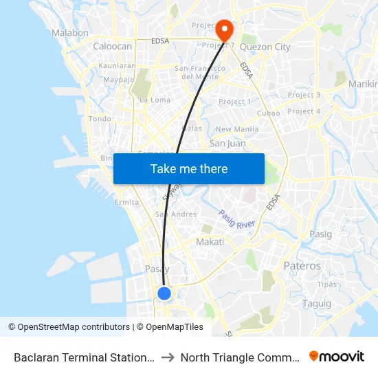 Baclaran Terminal Station LRT Line 1 to North Triangle Common Station map