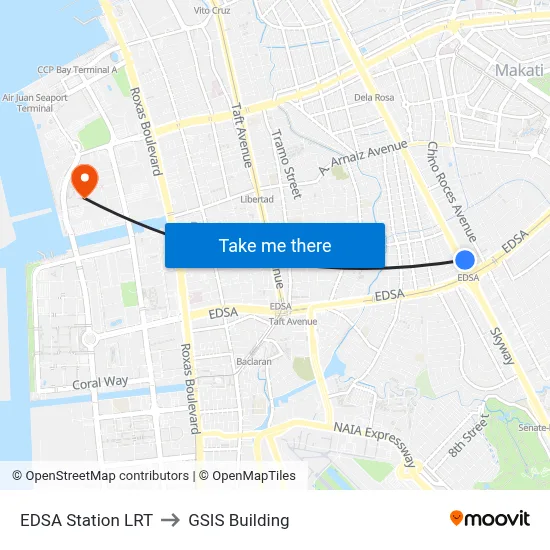 EDSA Station LRT to GSIS Building map