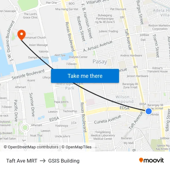 Taft Ave MRT to GSIS Building map