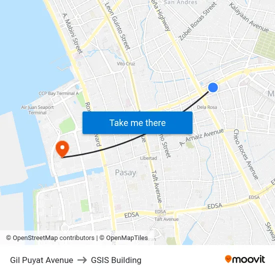 Gil Puyat Avenue to GSIS Building map