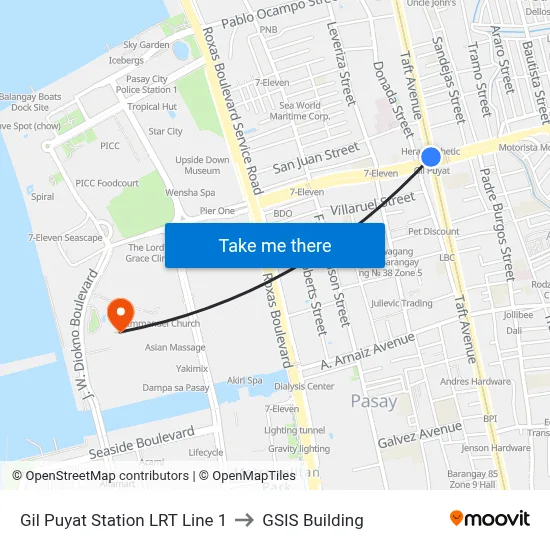 Gil Puyat Station LRT Line 1 to GSIS Building map