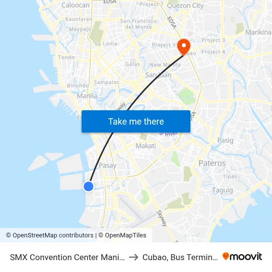 SMX Convention Center Manila to Cubao, Bus Terminal map