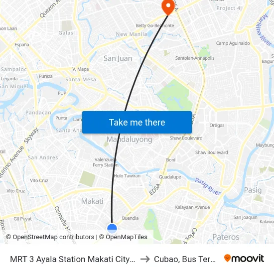 MRT 3 Ayala Station Makati City Manila to Cubao, Bus Terminal map