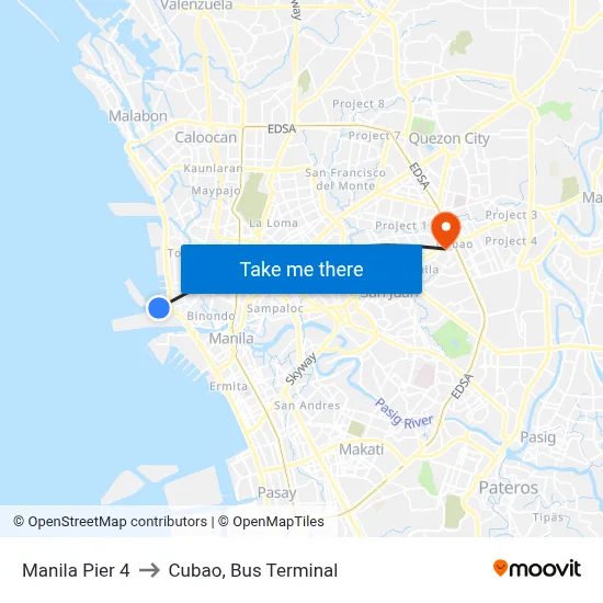 Manila Pier 4 to Cubao, Bus Terminal map