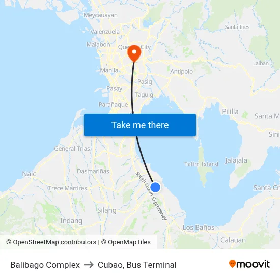 Balibago Complex to Cubao, Bus Terminal map