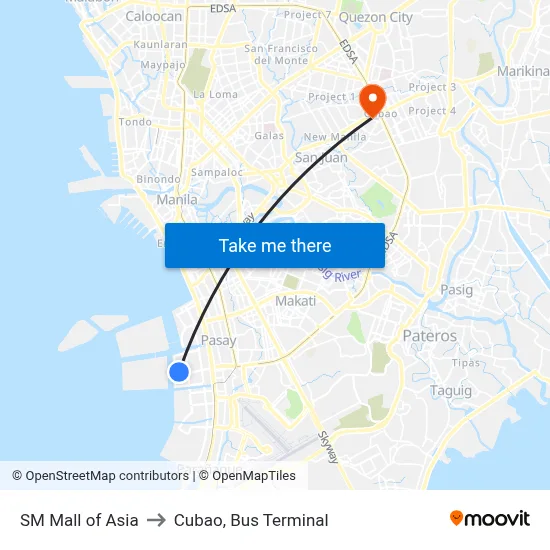 SM Mall of Asia to Cubao, Bus Terminal map