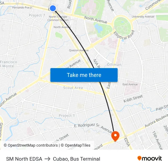 SM North EDSA to Cubao, Bus Terminal map