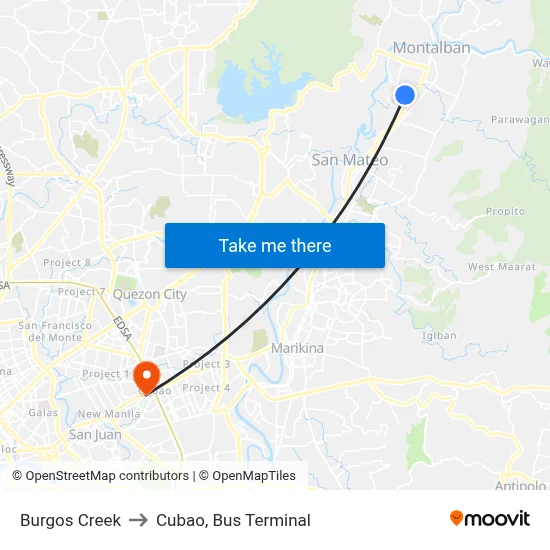 Burgos Creek to Cubao, Bus Terminal map