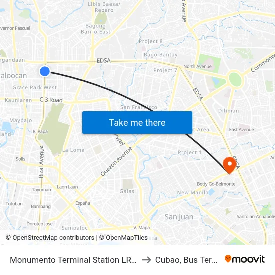Monumento Terminal Station LRT Line 1 to Cubao, Bus Terminal map