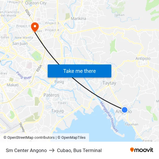 Sm Center Angono to Cubao, Bus Terminal map