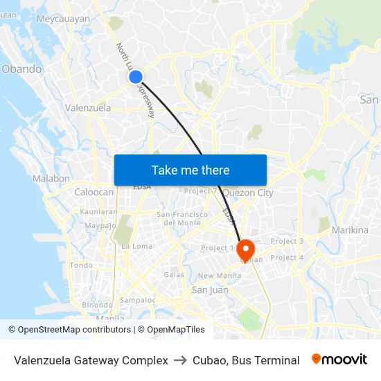Valenzuela Gateway Complex to Cubao, Bus Terminal map