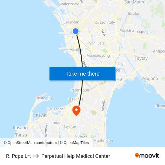 R. Papa Lrt to Perpetual Help Medical Center map