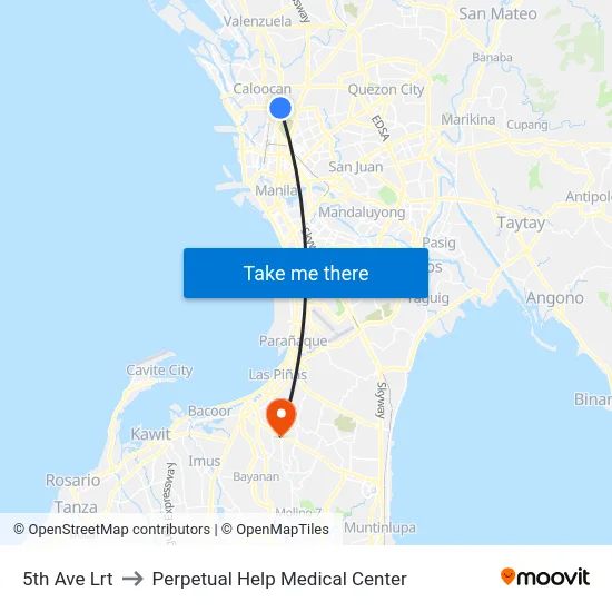 5th Ave Lrt to Perpetual Help Medical Center map
