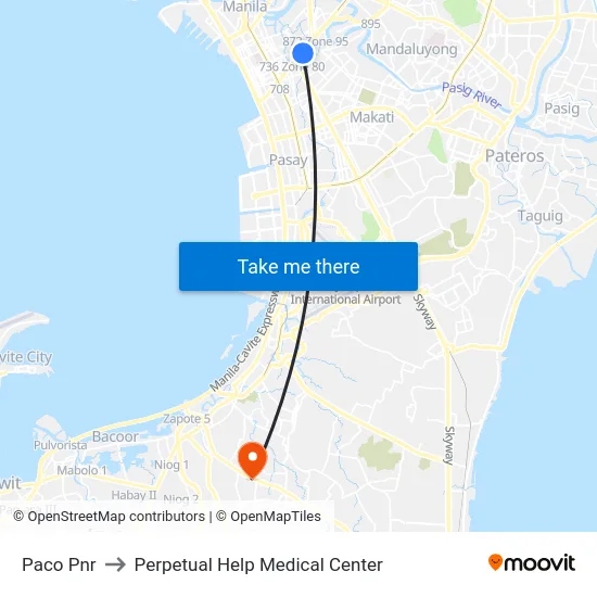 Paco Pnr to Perpetual Help Medical Center map