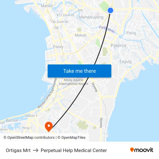 Ortigas Mrt to Perpetual Help Medical Center map