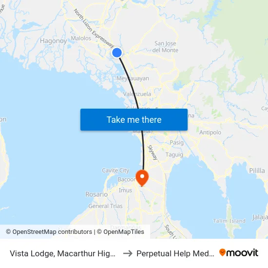 Vista Lodge, Macarthur Highway, Balagtas to Perpetual Help Medical Center map