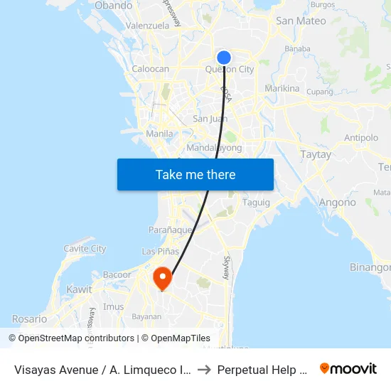 Visayas Avenue / A. Limqueco Intersection, Quezon City to Perpetual Help Medical Center map