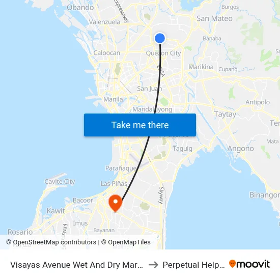 Visayas Avenue Wet And Dry Market, Visayas Avenue Quezon City to Perpetual Help Medical Center map