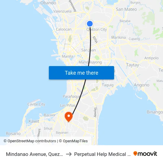 Mindanao Avenue, Quezon City to Perpetual Help Medical Center map