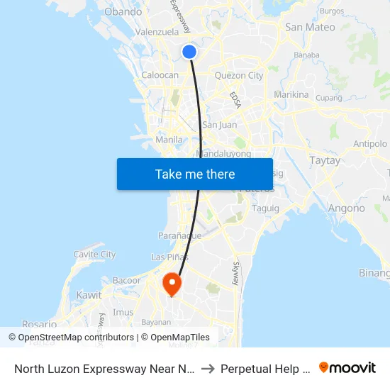 North Luzon Expressway Near Nlex Complex, Caloocan City to Perpetual Help Medical Center map