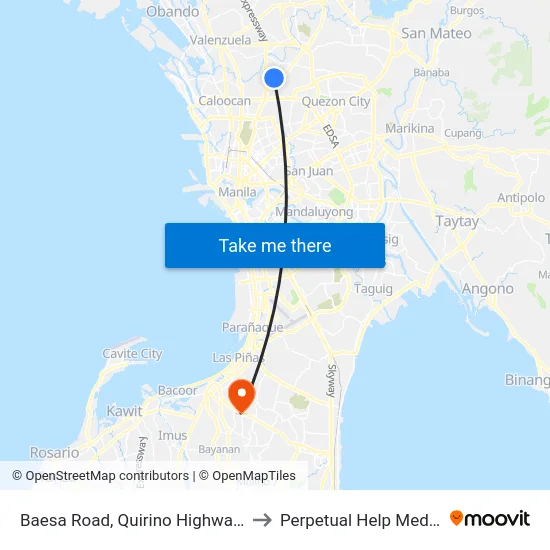 Baesa Road, Quirino Highway, Quezon City to Perpetual Help Medical Center map