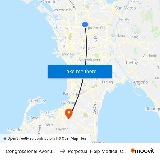 Congressional Avenue, 70 to Perpetual Help Medical Center map