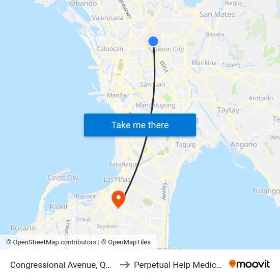 Congressional Avenue, Quezon City to Perpetual Help Medical Center map