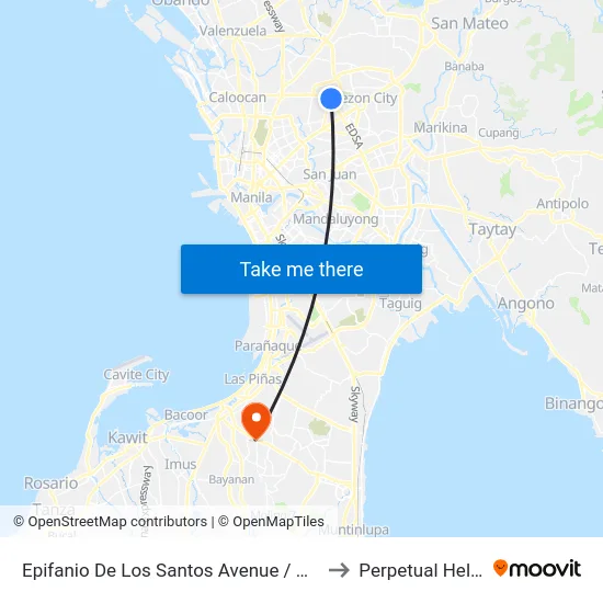 Epifanio De Los Santos Avenue / North Avenue Intersection, Quezon City to Perpetual Help Medical Center map