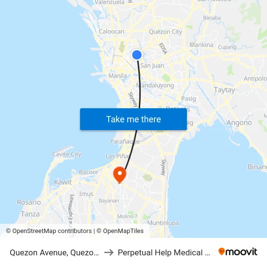 Quezon Avenue, Quezon City to Perpetual Help Medical Center map