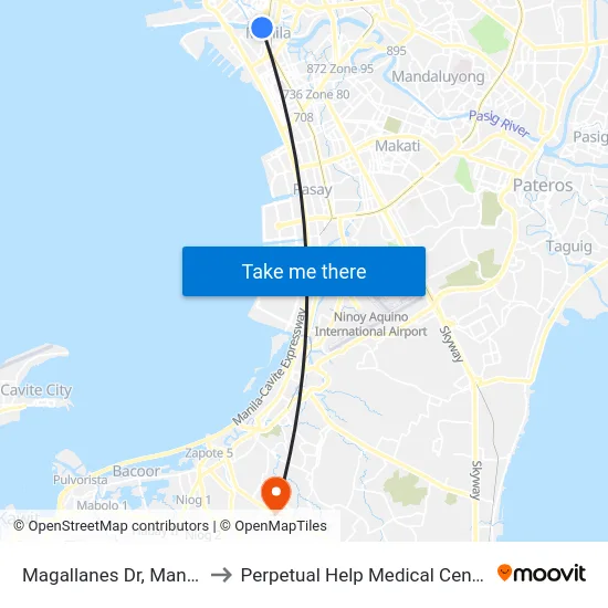Magallanes Dr, Manila to Perpetual Help Medical Center map