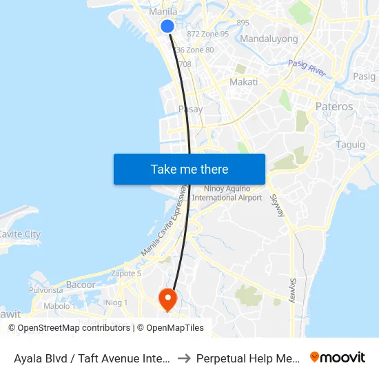 Ayala Blvd / Taft Avenue Intersection, Manila to Perpetual Help Medical Center map